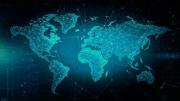 Mapa świata jako połączone punkty danych